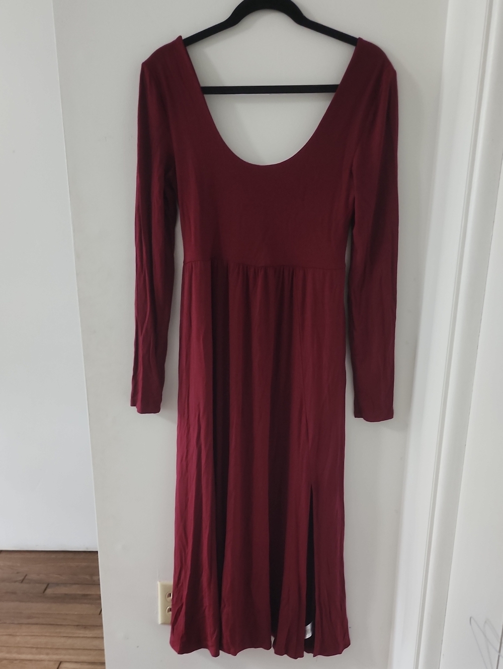 a new day Long-Sleeve Scoop Neck Maxi Dress in Burgundy